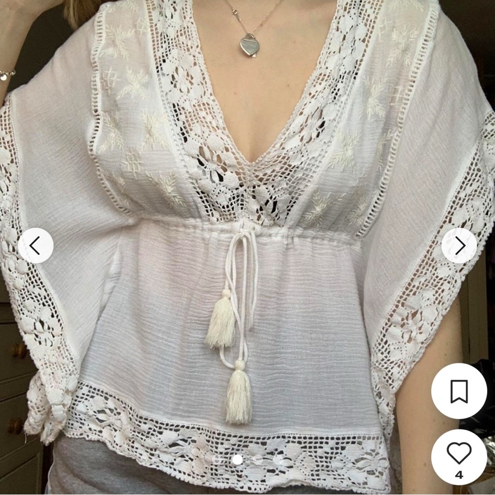 Zara White Lace Blouse